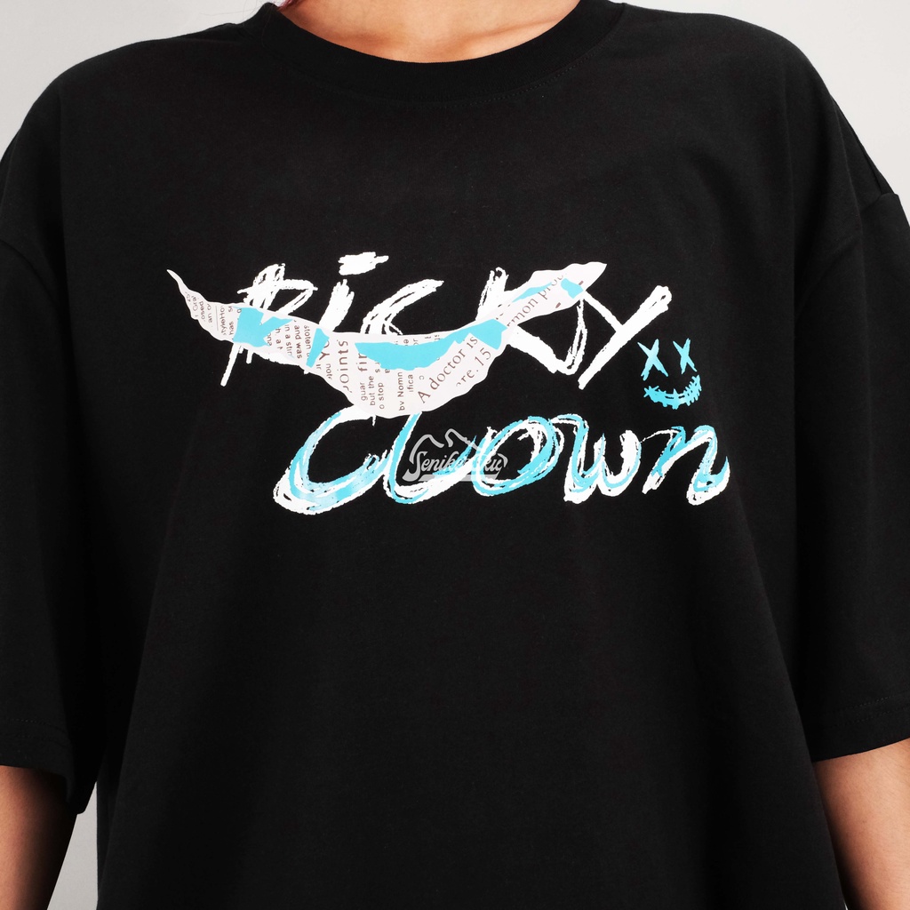 RIC Ricky Is Clown Blue Paper Black Tee