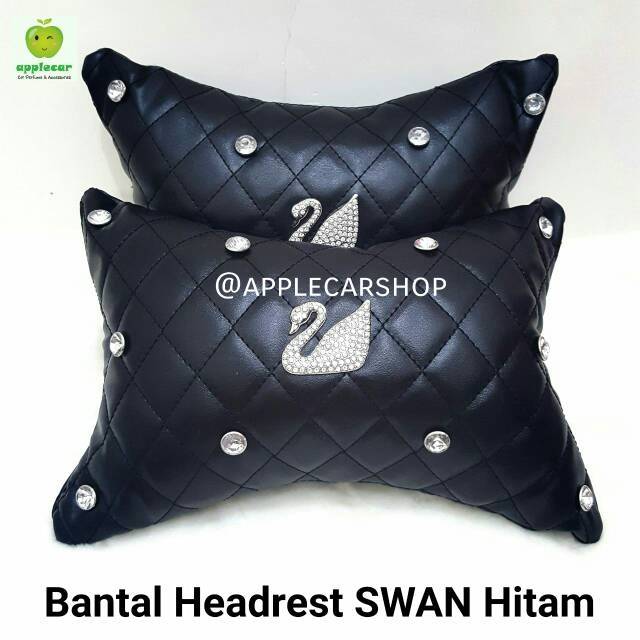 Bantal Headrest Bantal Jok Mobil Swan Hitam