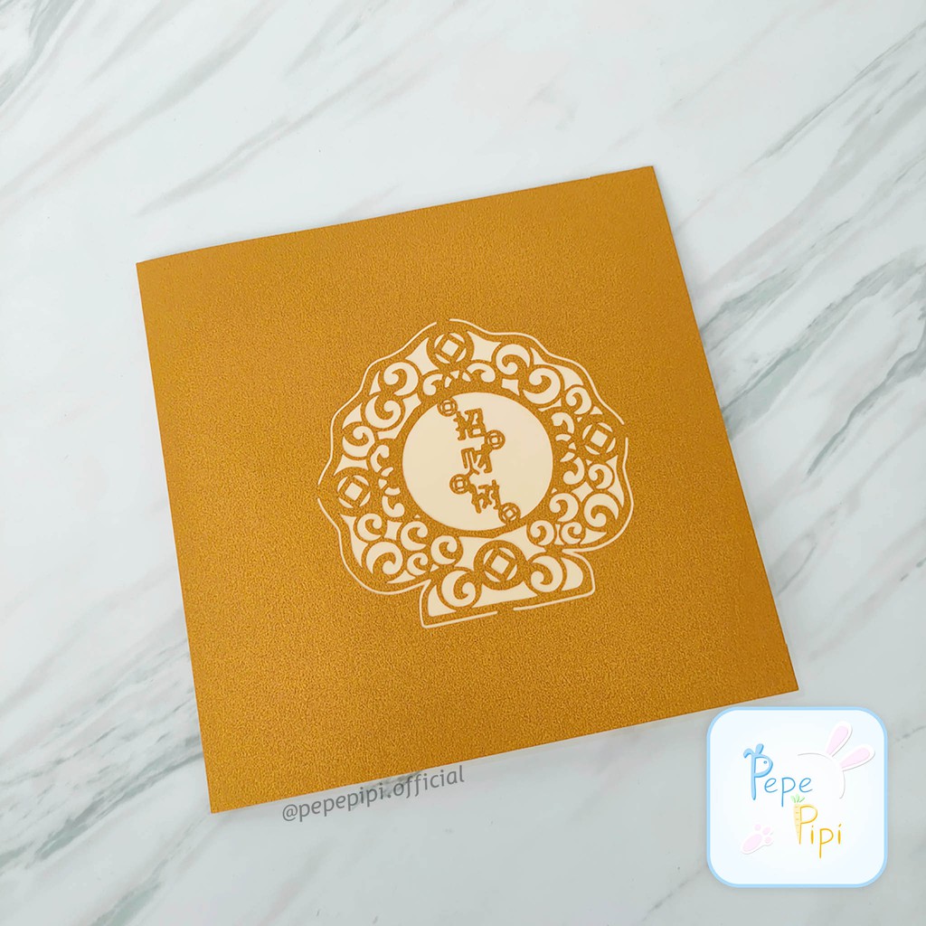 Pop Up Card Pohon Uang 3D Emas Kemakmuran Golden Tree Kartu Ucapan Card