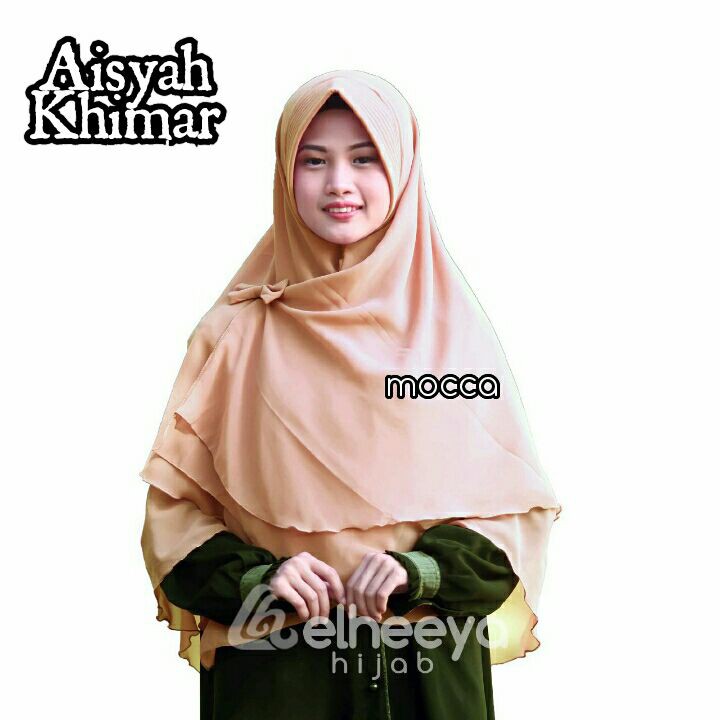 Aisyah Khimar Mocca by Elheeya Hijab, bahan sifon 2 layer, grosir instan