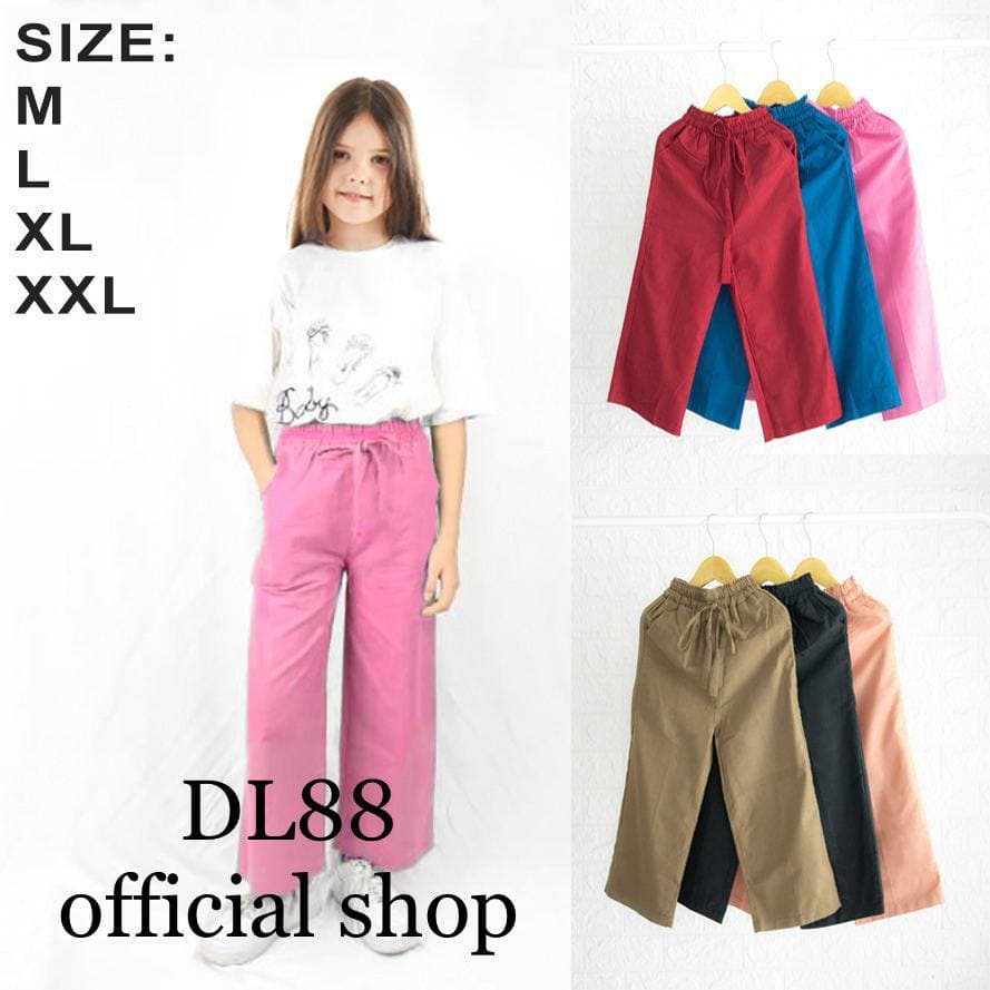 DL88 I Kulot Anak Katun Rami Linen Polos Premium/ Kulot Anak Perempuan / Celana Anak Perempuan buat usia 6-12tahun