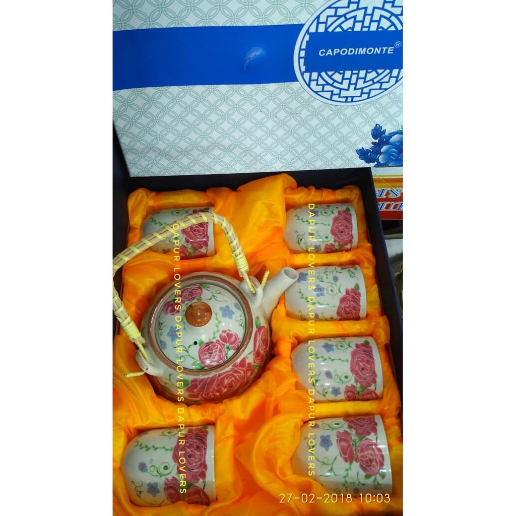 Pengiriman Gosend / Grab] Capodimonte China Tea Set (Cangkir + Teko)