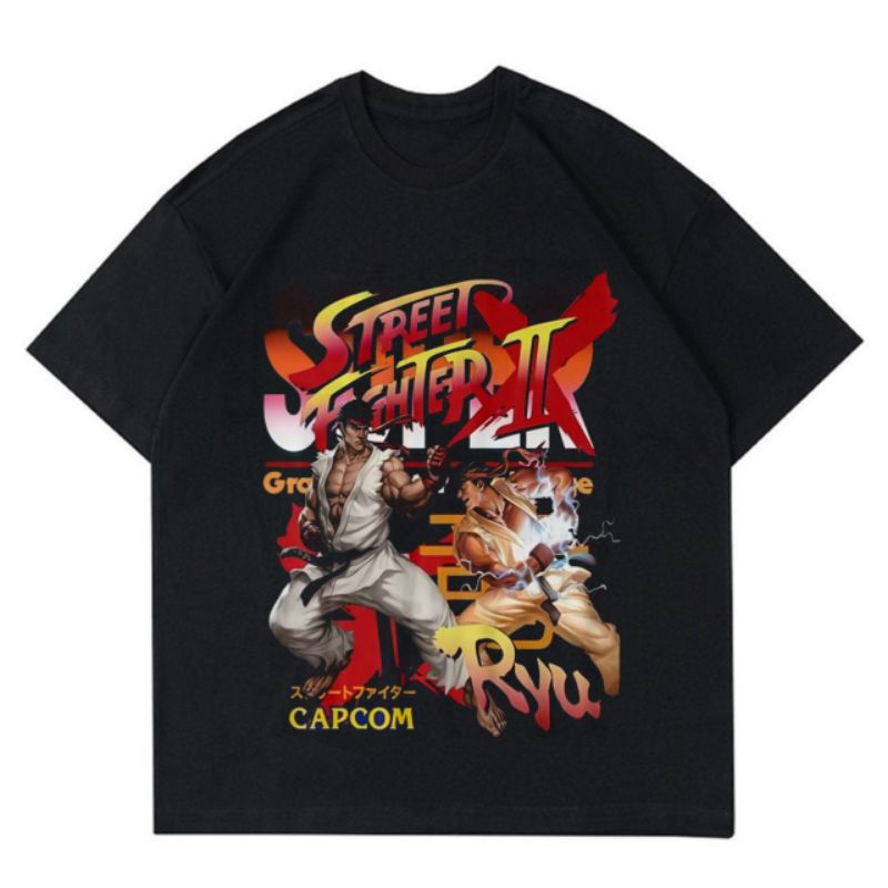 KAOS STREET FIGHTER II | RYU TEE | BAJU | T SHIRT | OVERSIZE | BOOTLEG | VINTAGE | TEE | COTTON COMB