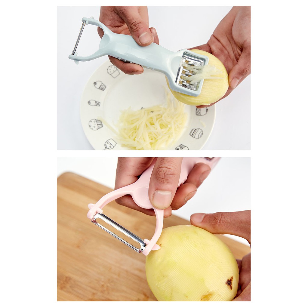Pisau Pengupas / Parutan Kulit Buah dan Sayur + Parutan Keju / Peeler 2 In 1 Serbaguna Stainless