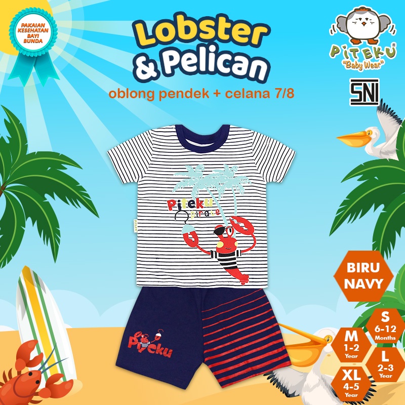 PITEKU SETELAN OBLONG LENGAN PENDEK +C511 LOBSTER 2-3Y / SETELAN ANAK