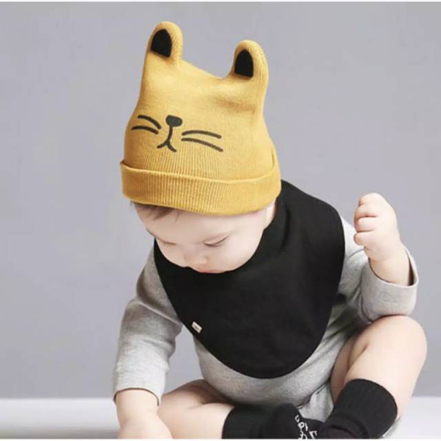 TOPI RAJUT ANAK ModeL Kucing(0_3Tahun)