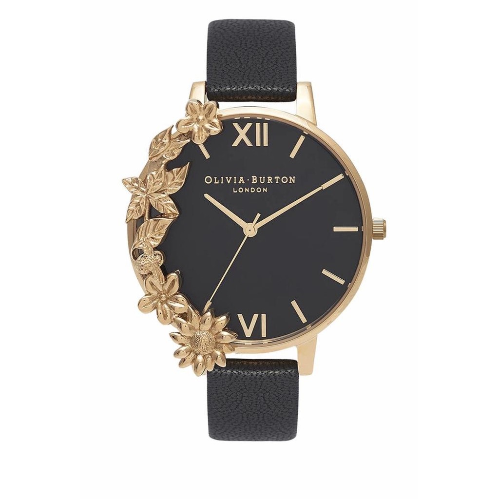 PROMO Olivia Burton Black & Gold |Jam Tangan Analog Wanita