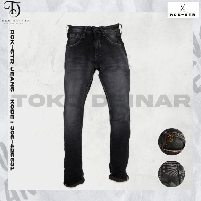Celana Panjang Jeans Pria Rck-Str Original - 27-30, Hitam Urwahtulwutsqa