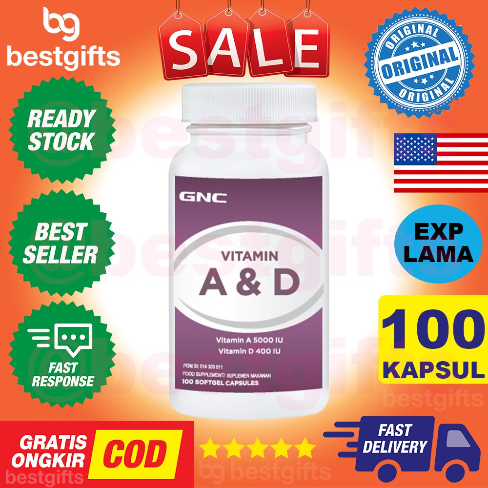 GNC VITAMIN A &amp; VIT D CALCIUM KALSIUM FUNGSI MATA TULANG GIGI ANTIBODI KEKEBALAN TUBUH 100 KAPSUL