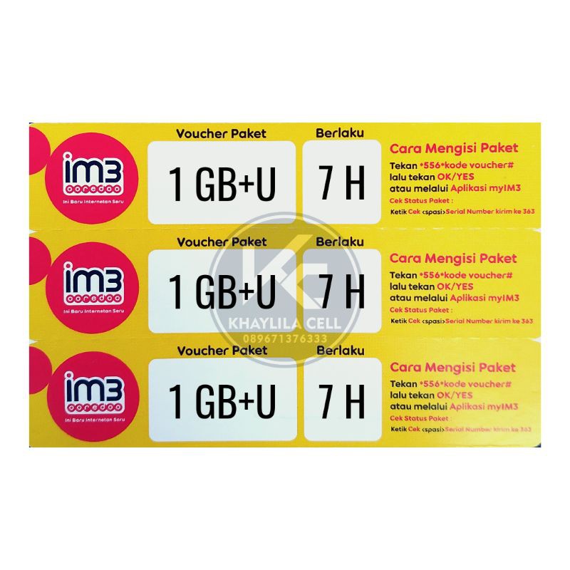 [VCR] TRI 1GB + Unlimited 7 hari (kirim fisik)