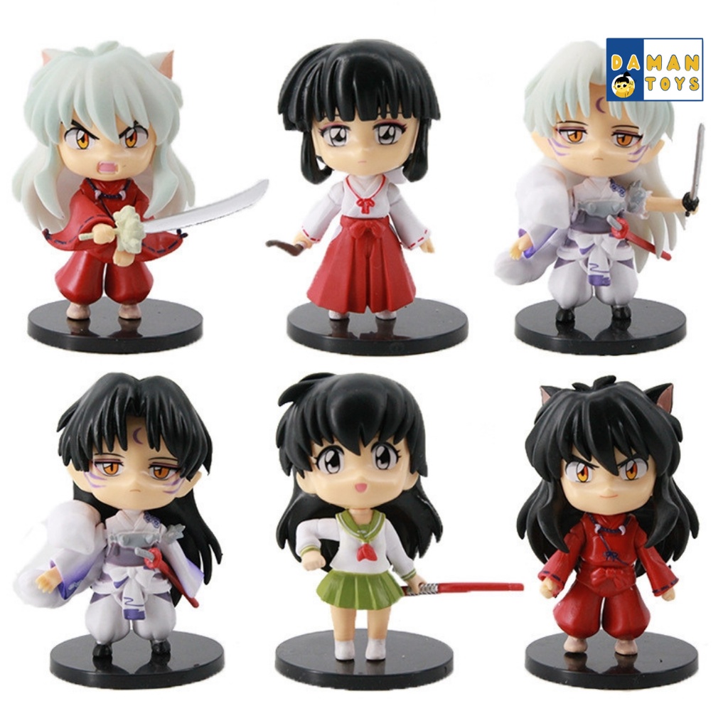 Figure Inuyasha Higurashi Kagome Sesshoumaru Miroku Anime Baru Set 4 Pcs