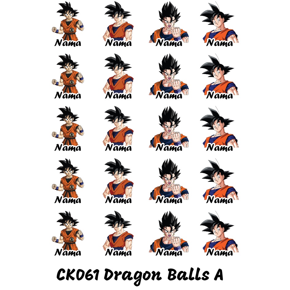 

Sticker Nama Cutting Label Waterproof Tahan Air Dragon Balls A (CK061)