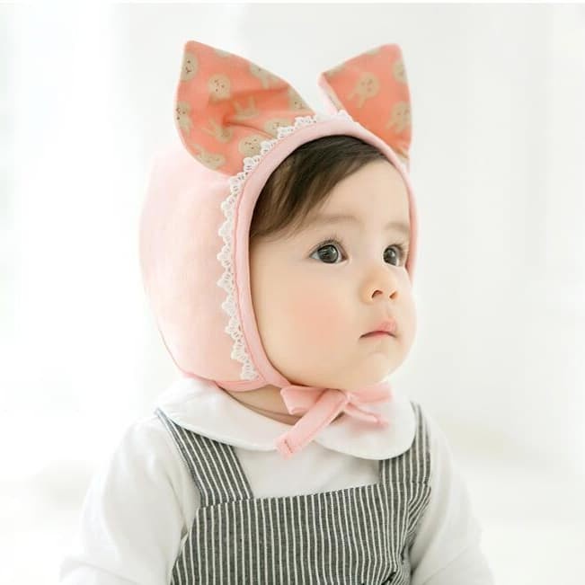 BABY Hat Girl rabbit topi bayi lucu pink rabbit missy baby girl