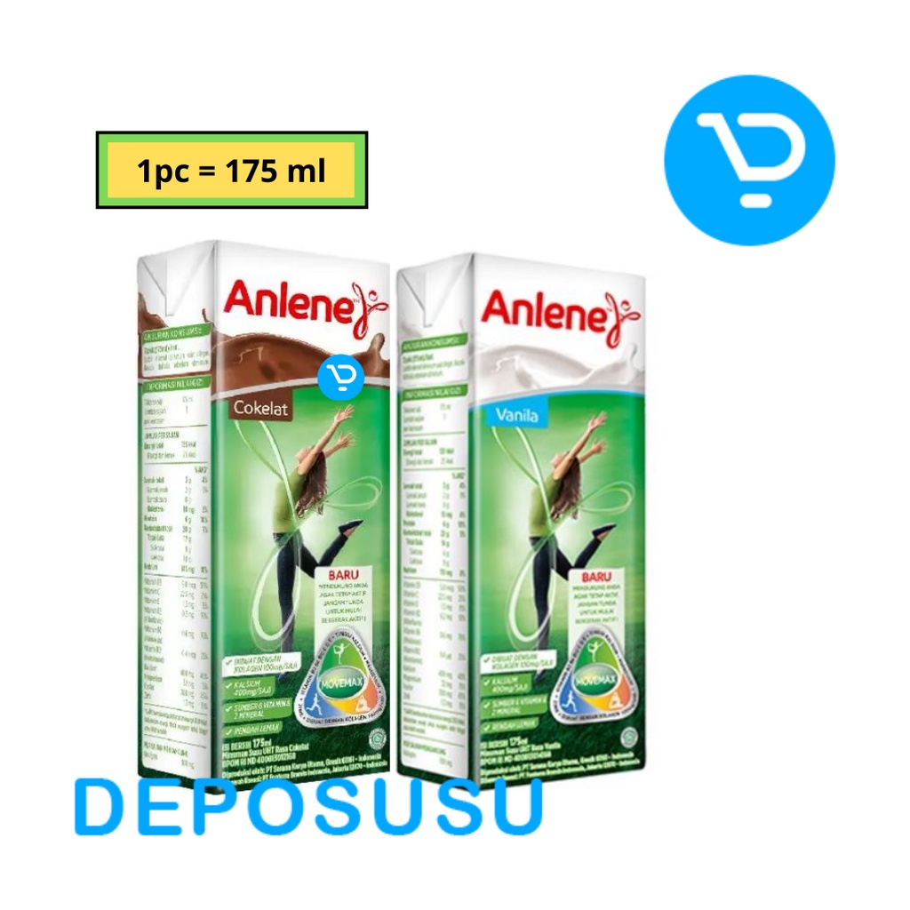 ANLENE Susu UHT Cokelat / Vanila 175ml