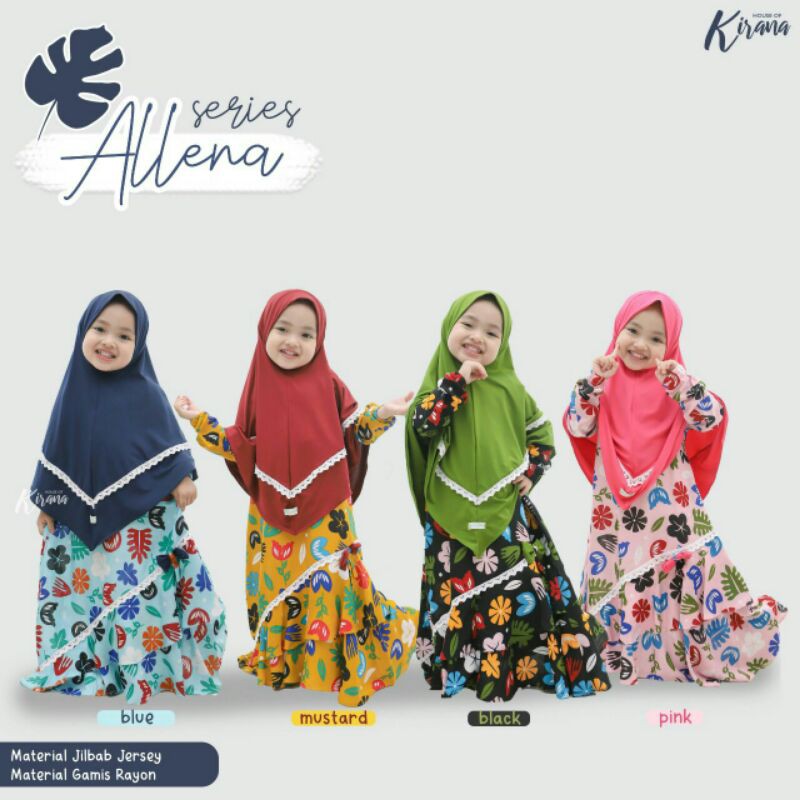 [ ALLENA ] By House Of Kirana Gamis Allena rayon jilbab Jersey gamis anak murah grosir ready samarin