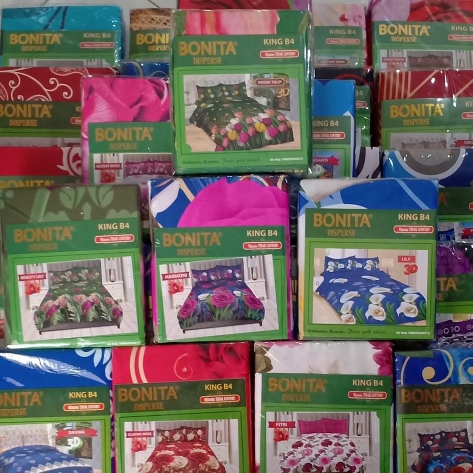 SPREI / SEPRAI B4 BONITA 3D DISPERSE ( 4 s.bantal ) - ALL VARIAN MOTIF Uk No1 KING 180x200