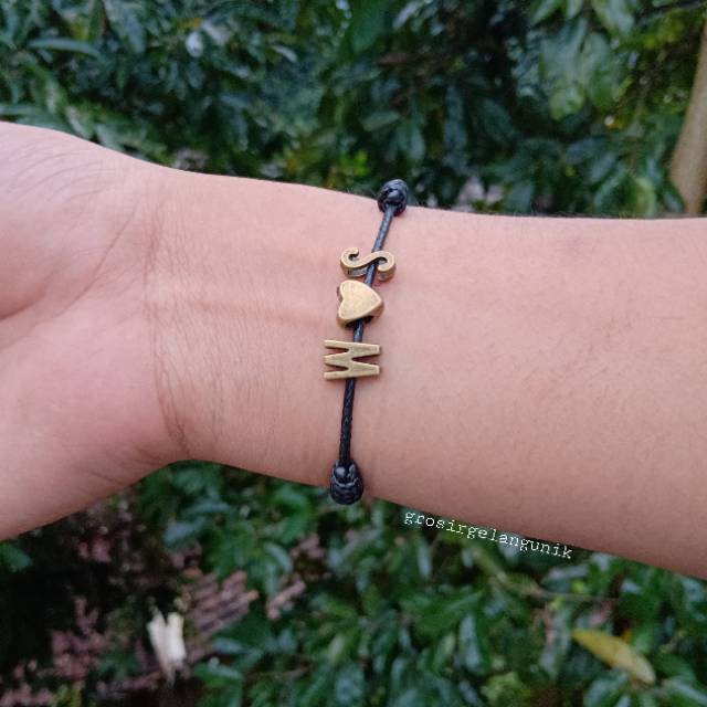 Love Bronze Bracelet Gelang Nama Gelang Inisial Custom Handmade [Kode Model : G147]