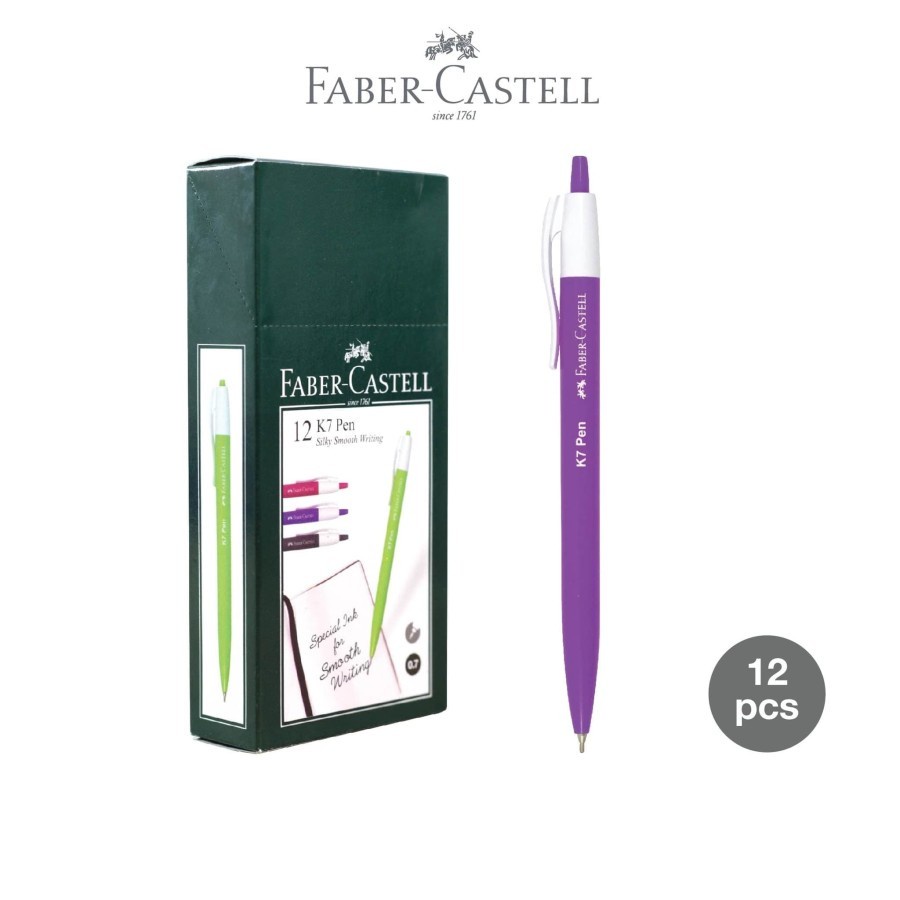 

Faber Castell Ballpoint K7 Pen 0.7 Ink Black 1 Box isi 12