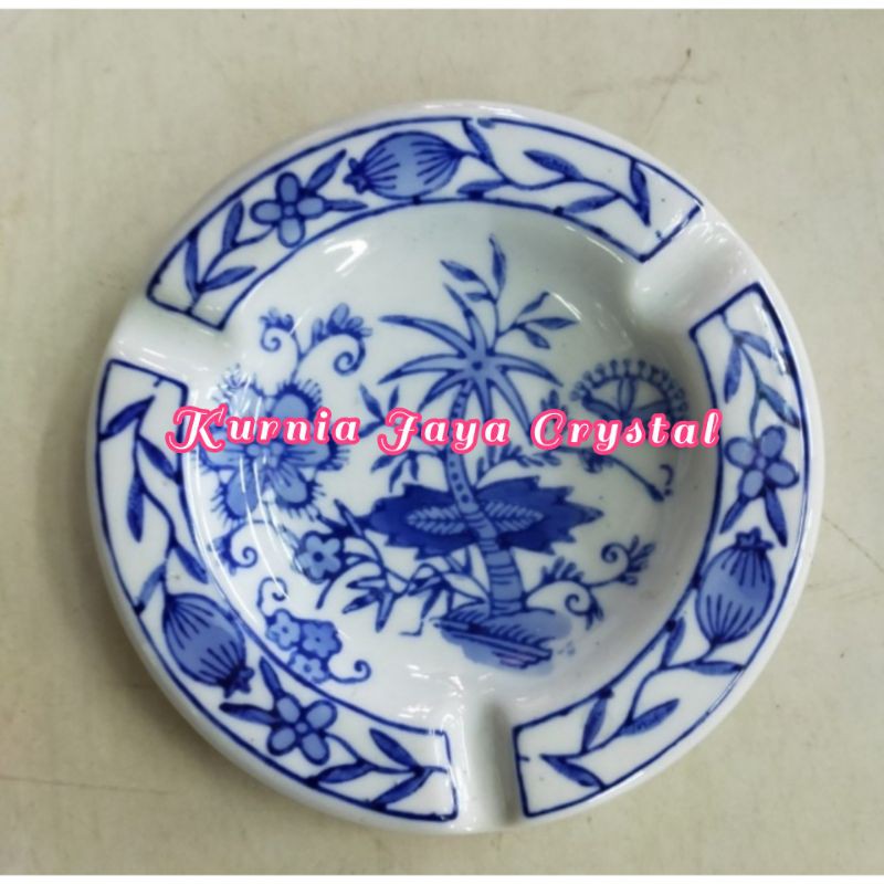 Asbak Keramik Biru Putih