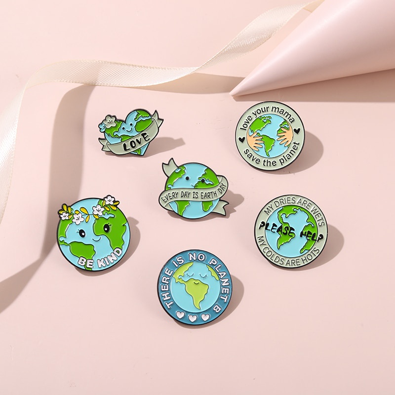 Please Help Earth Enamel Pin Custom Be Kind Hug Earth No Planet B Brooches Lapel Pin Badge Environment Jewelry Gifts For Kids