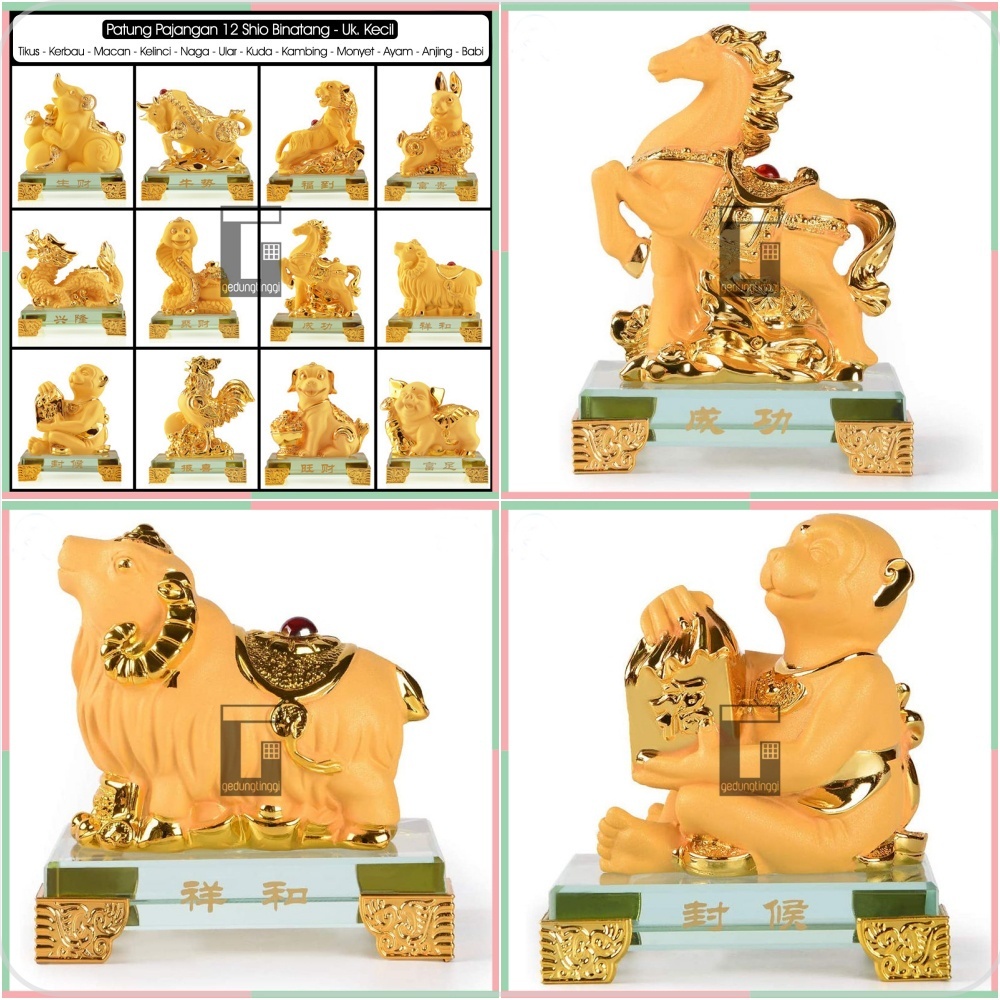 Patung Pajangan Imlek Fengshui 12 Animal Zodiak Bintang Binatang Hewan Rat Ox Tiger Rabbit Dragon Snake Horse Sheep Monkey Rooster Dog Pig Sheshio Shio Sio Tikus Kerbau Harimau Kelinci Naga Ular Kuda Kambing Monyet Ayam Anjing Babi Rejeki Hoki Emas Resin