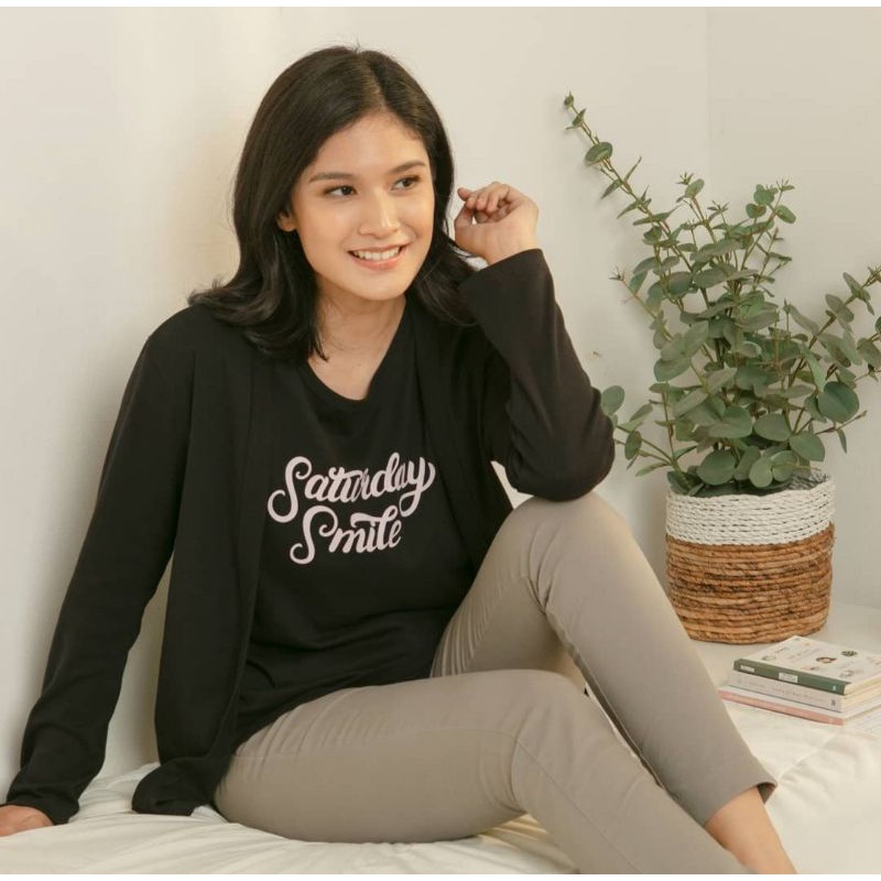 Geela set kaos (kaos kutung+cardigan)