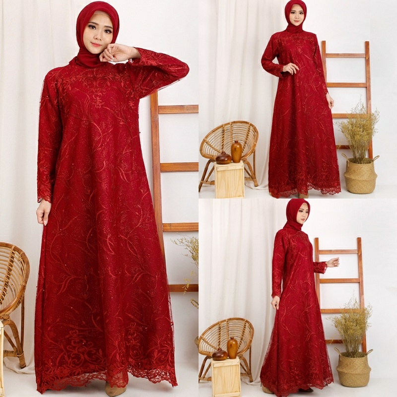 Gamis Zolana Mix Brukat Terbaru 2022/ Gamis Lebaran Pesta Kondangan/ Gamis Arimbi Satu Muka/ Baju Wa