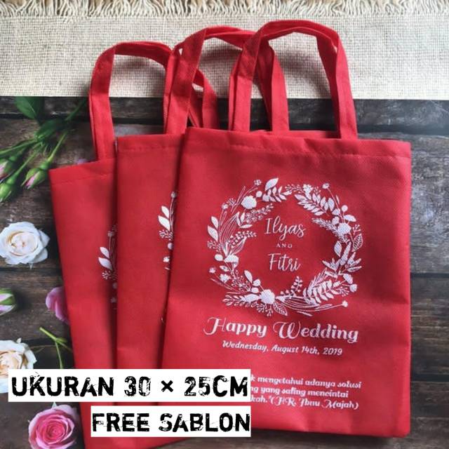 Suvenir pernikahan / tas ultah sablon