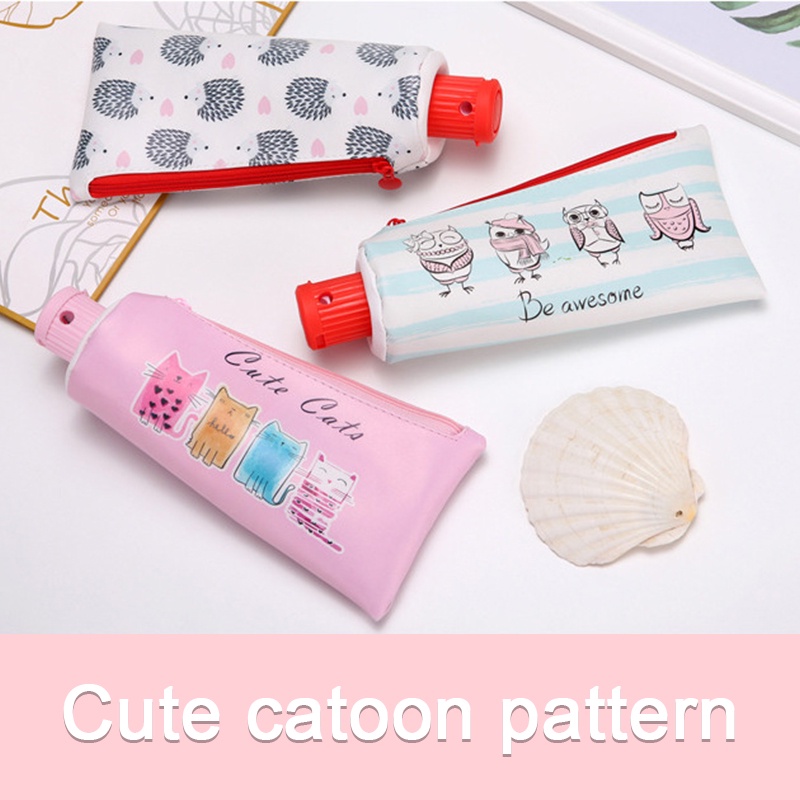 Kotak Pensil Bentuk Pasta Gigi Portable Untuk Pelajar Unisex