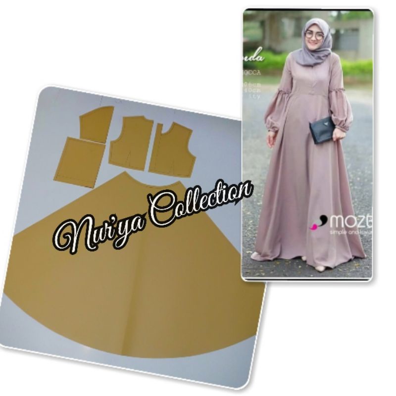pola gamis model lengan balon