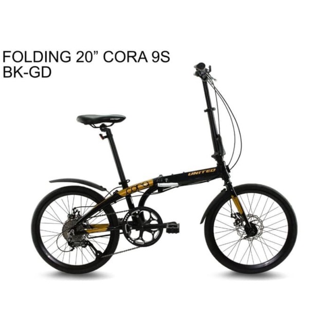 SEPEDA LIPAT FOLDING UNITED CORA 20 9 SPEED DOUBLE DISCBRAKE CAKRAM