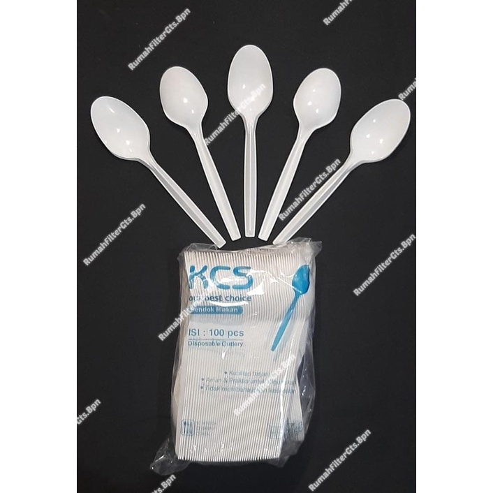 SENDOK MAKAN KCS ( isi 100 ) warna Putih / Sendok Plastik Putih / Sendok Makan Plastik