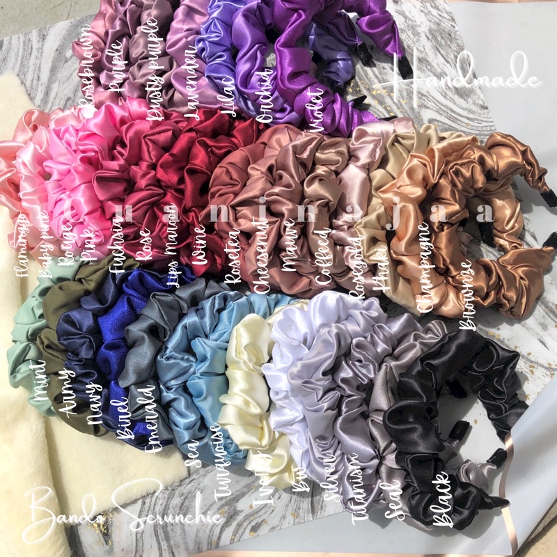 [Bisa COD]BANDO Scrunchie ANTI PATAH/BELI 3 GRATIS 1✅Bando Satin Scrunchie/Bando korea anti patah/Ba