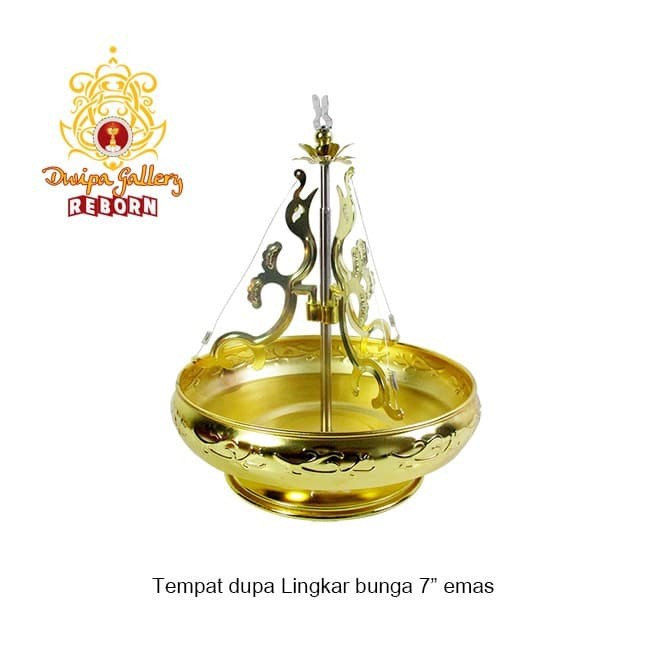 Tempat dupa lingkar bunga 7&quot; emas