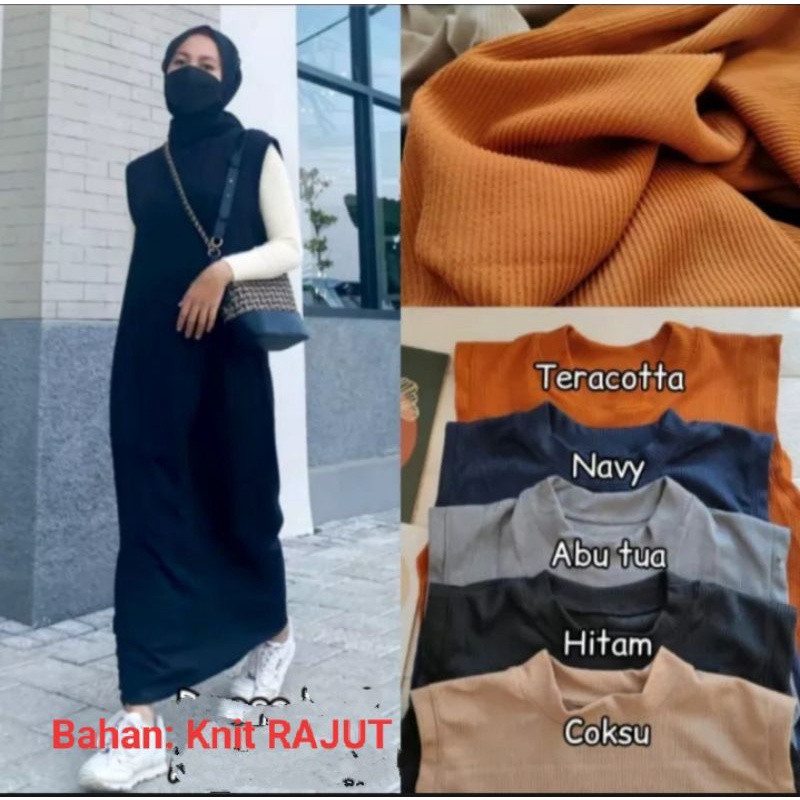 Inner dress Rajut Knit Tanpa Lengan