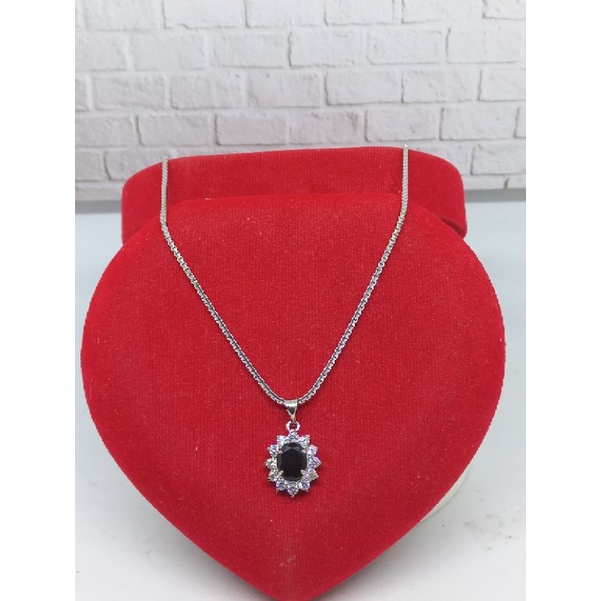 KALUNG PERAK ASLI SILVER 925 LAPIS EMAS/KALUNG ITALI SANTA+LIONTIN LADYDAY VARIASI WARNA MATA/KALUNG ASLI SILVER 925/FASHION WANITA