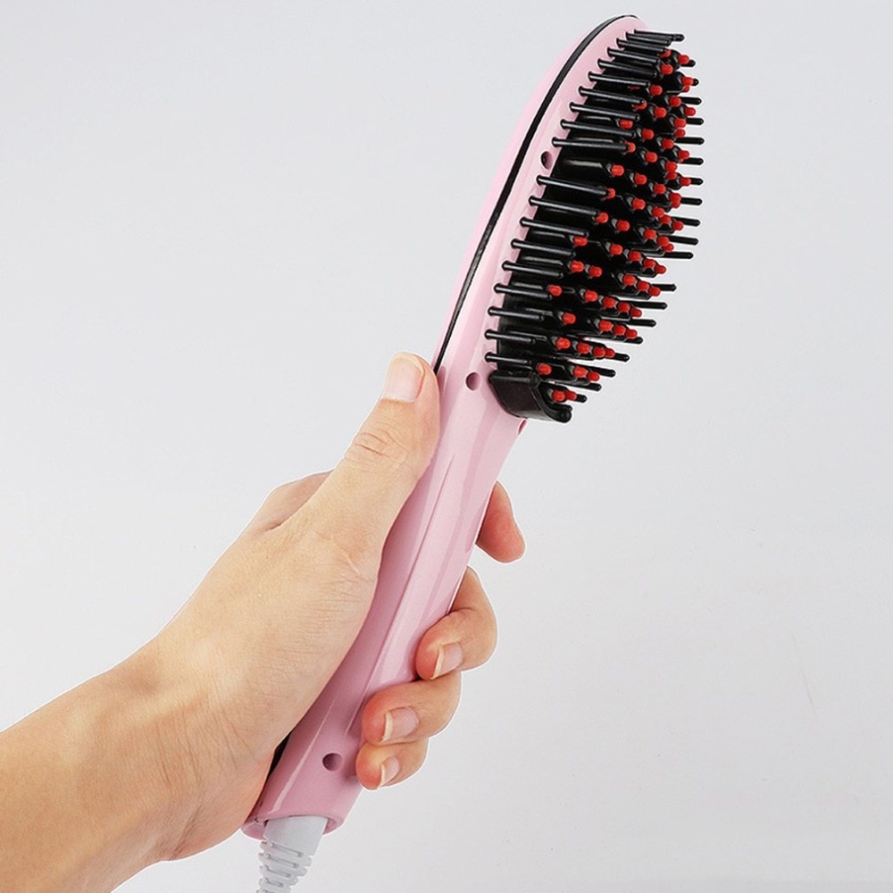 Sisir Pelurus Rambut Electrik Ion Setrika Rambut rebounding Hair Straightener Hair Brush One-Step Electric Hair Straightener Brush Ceramic Fast Heating Electric Brush Heat Smooth Iron Comb Styler Curling