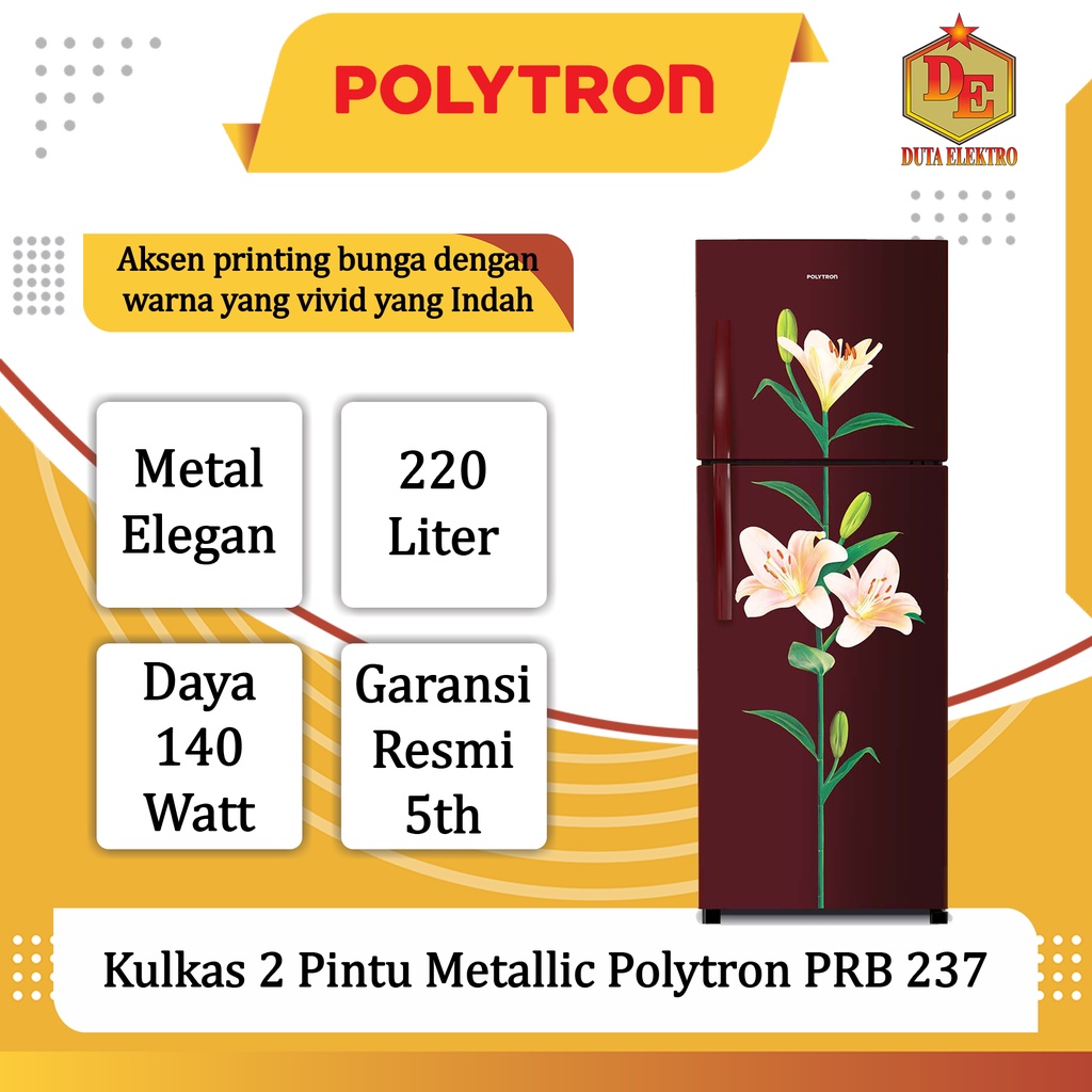 Kulkas 2 Pintu Metallic Polytron PRB 237