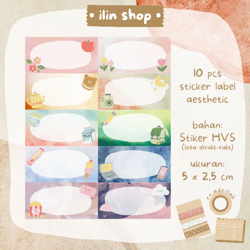 

10pcs Stiker Label Aesthetic Colorfull