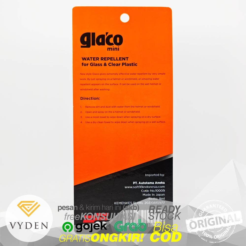 GLACO Mini Water Repellent Kaca Helm Mobil Spion Plastik SOFT99 Japan