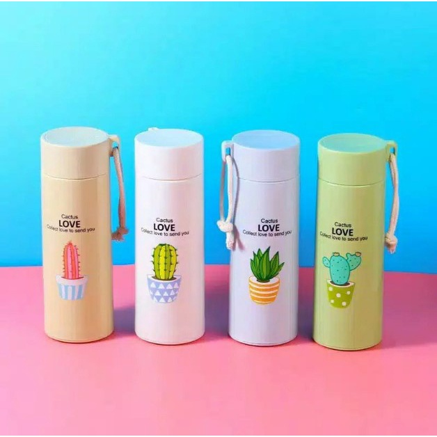 BOTOL KACA TERMOS TUMBLER MOTIF KAKTUS KEKINIAN / MY BOTTLE 450 ML MOTIF CACTUS GLASS MATERIAL