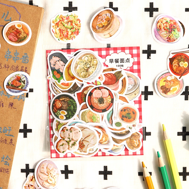 

[TO YOU] 100 PCS Food Cooking Cartoon Deco Stickers Journaling