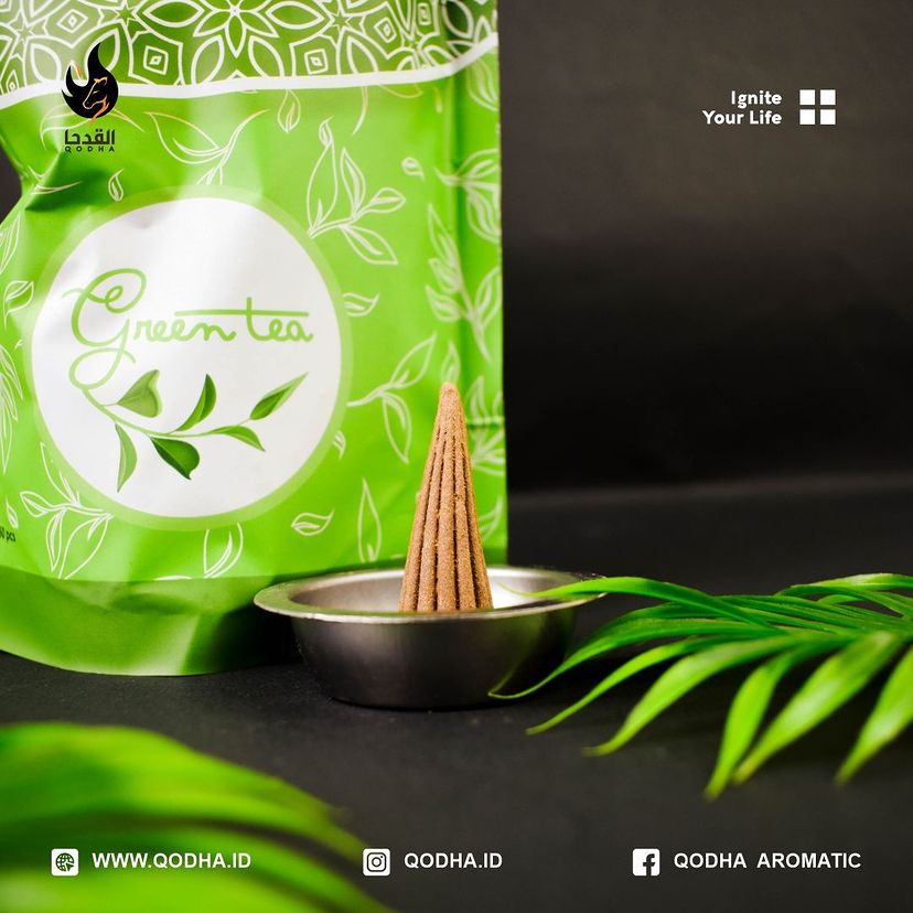 Bukhur Buhur Dupa Kerucut Aromaterapi Qodha isi 50 Pcs Aroma GREEN TEA