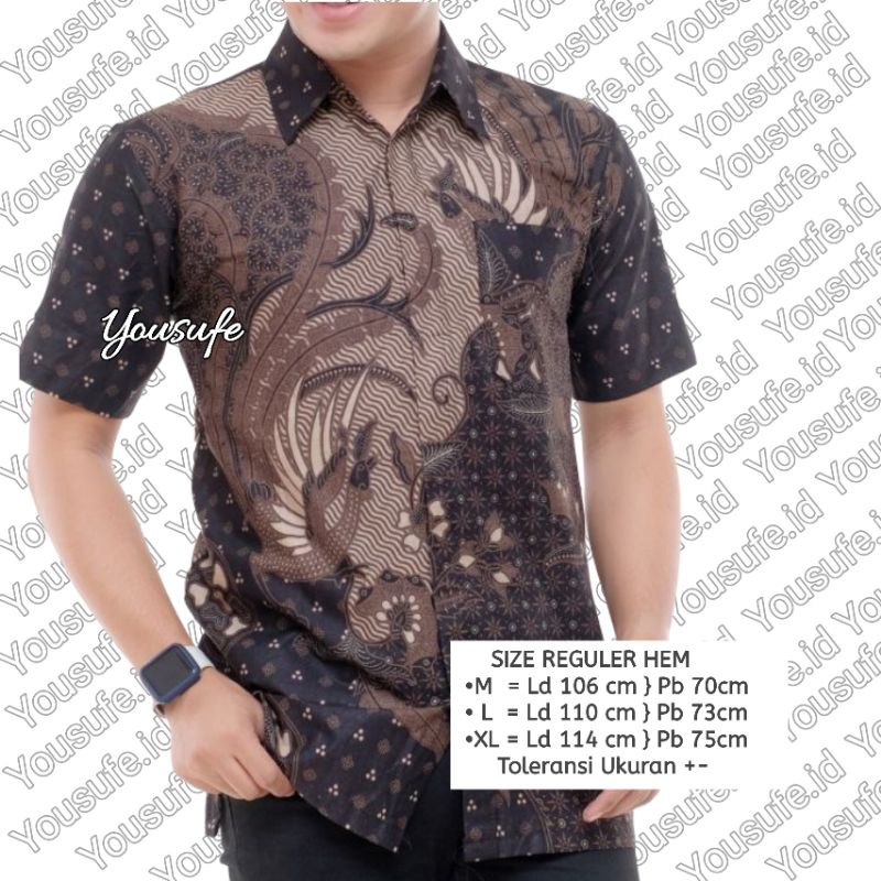 Batik Pria Lengan Pendek Hitam Coklat Seragam Kantor Bahan Katun Cocok untuk Keluarga Hajatan Kantor Guru Mahasiswa Semua Kalangan Cocok Batik Murah Cod Shopee KCR01