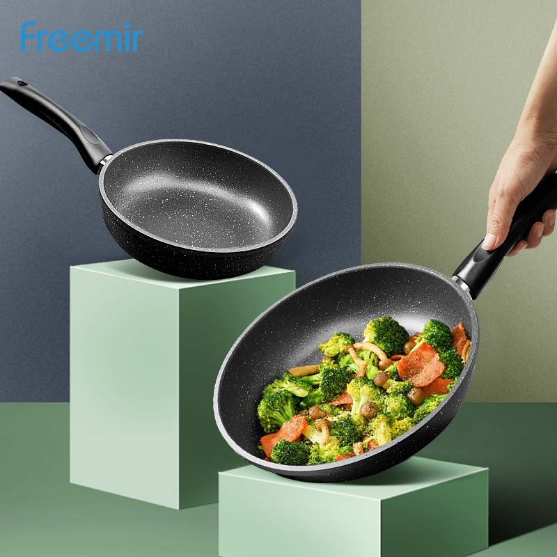 Wajan Penggorengan Aluminium Anti Lengket Serbaguna Awet Warna Hitam 20 cm / 24 cm Frying pan