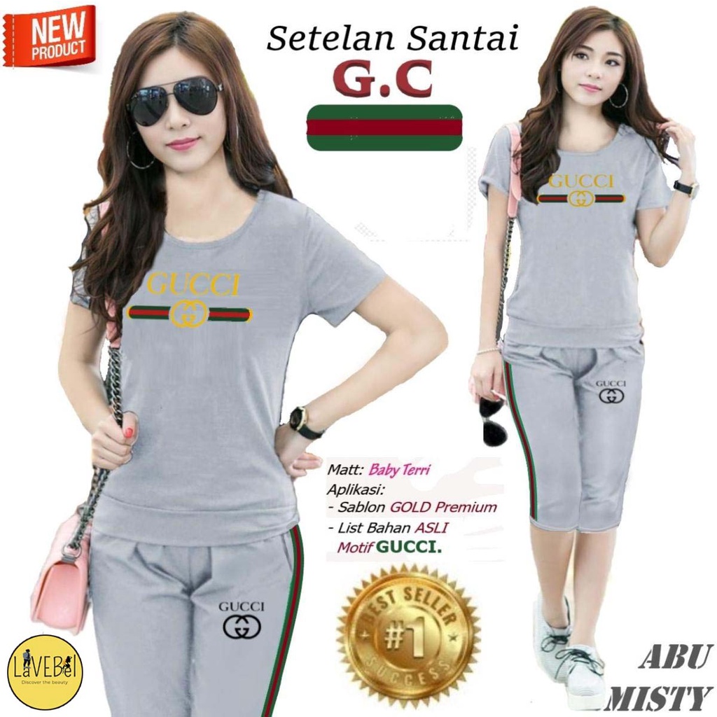 LVB - (GRATIS ONGKIR &amp; COD) Setelan Santai Wanita GISEL /uk. L - XL/Setelan Viral 2021/Pakaian Baju &amp; Celana Olahraga Senam Wanita Melar Adem/HOT PROMO SETELAN SANTAI TREND CICI CELANA PANTS/set wanita termurah/Set Olahraga Wanita Kasual/GUCCI/ LAVEBEL