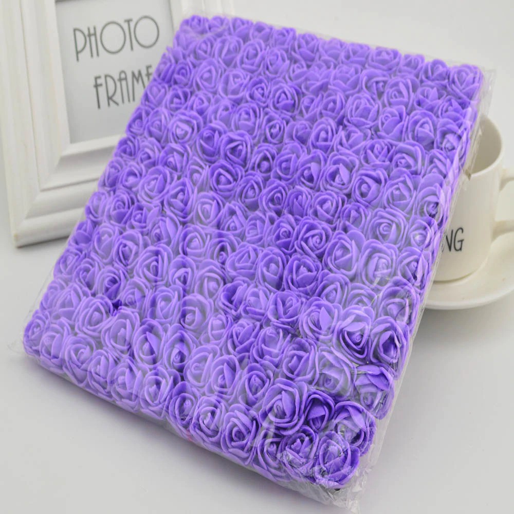 

144pcs 2cm MINI foam roses for home Wedding fake Flower Decora Scrapbooking diy wreath gift box