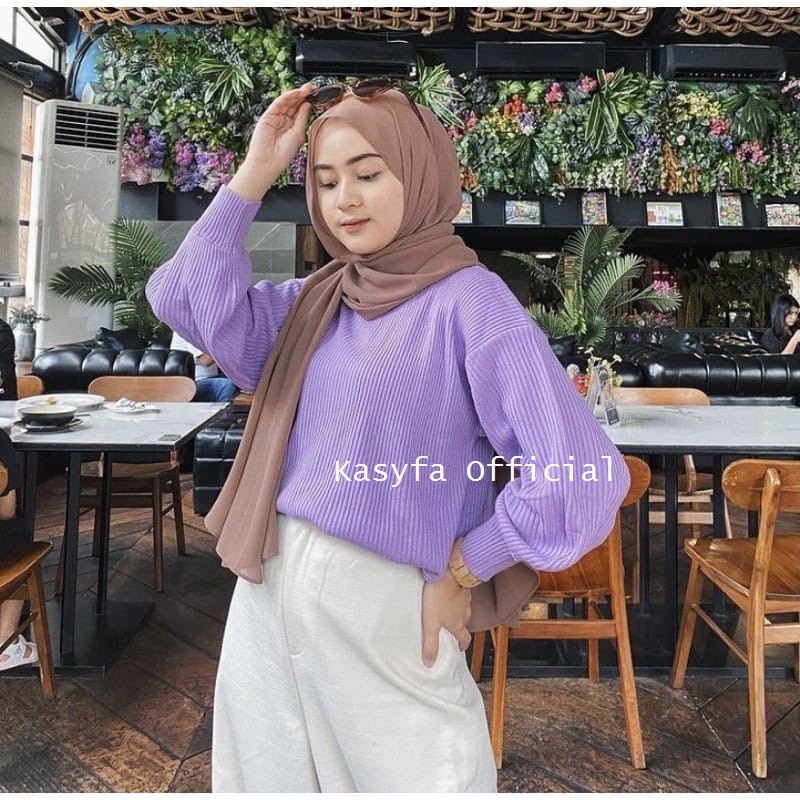 BOXY BLOUSE RAJUT LENGAN BALON // BAYONE SWEATER RAJUT