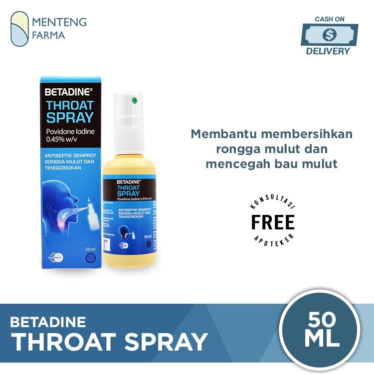 Betadine Throat Spray 50 mL - Spray Antiseptik Rongga Mulut dan Tenggorokan