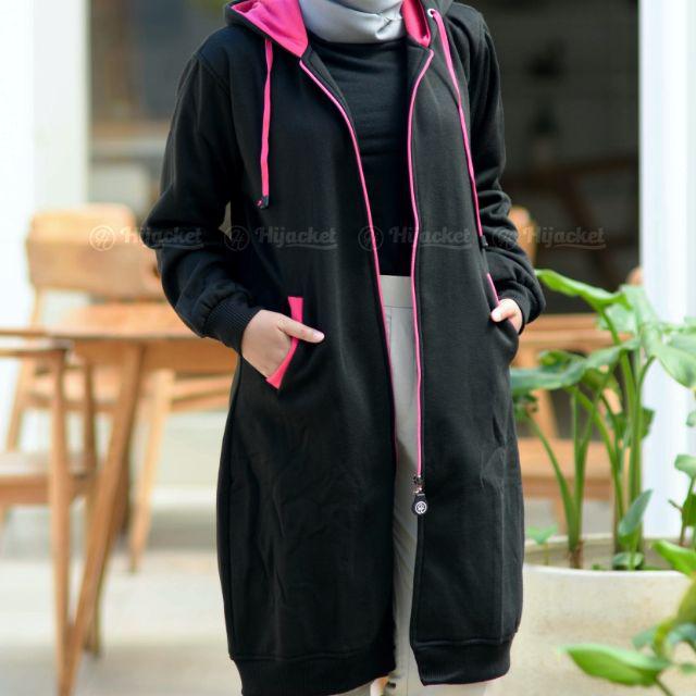 ⭐FREE GIFT⭐ HIJACKET® ORIGINAL BASIC JAKET MUSLIMAH BEST SELLER BLACK SERIES JAKET PANJANG-BLACK PINK